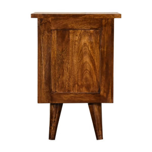 Chestnut Slimline Bedside Table | Solid Mango Wood | 2 Drawers | Nordic Style