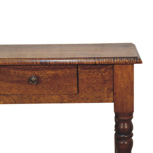 Chestnut Turned Leg Writing Desk | Solid Mango Wood | Home Office Desk