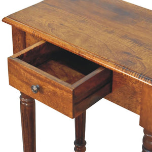 Chestnut Turned Leg Writing Desk | Solid Mango Wood | Home Office Desk