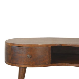 Chestnut Wave Coffee Table | Solid Mango Wood | 1 Drawer & Open Shelf
