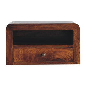 Chunky Chestnut Wall Mounted Nightstand | Solid Mango Wood | 1 Drawer