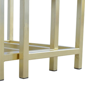 Chunky Mango Wood Nesting Stools | Set of 3 | Gold Metal Frames