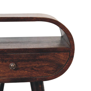 Circular Bedside Table | Walnut Finish | Open-Slot Storage