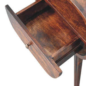 Circular Bedside Table | Walnut Finish | Open-Slot Storage