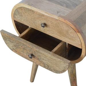 Circular Compact Bedside Table | Rounded Profile | Bedroom Furniture