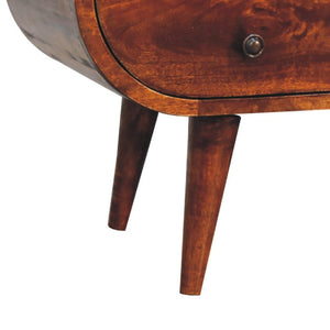 Circular Media Unit | Chestnut Finish | Rounded TV Console
