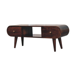 Circular TV Unit | Solid Mango Wood | California Walnut Finish