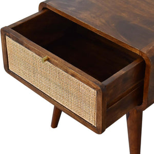 Close-Knit Bedside Table | Chestnut Finish | Textured Bedroom Storage