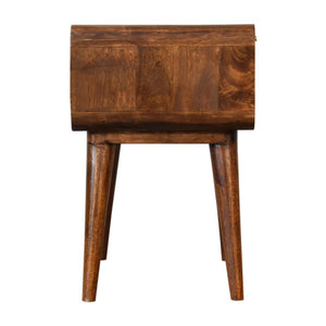 Close-Knit Bedside Table | Chestnut Finish | Textured Bedroom Storage