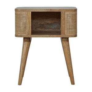 Close-Knit Open Slot Bedside Table | Solid Mango Wood | Compact Bedroom Storage