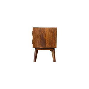 Comb Media Unit | Chestnut Finish | Textured TV Storage