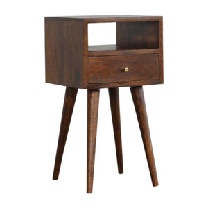 Compact Nordic Bedside Table | Solid Mango Wood | Chestnut Finish