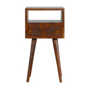 Compact Nordic Bedside Table | Solid Mango Wood | Chestnut Finish