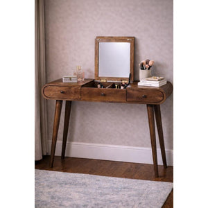Contour Curve Dressing Table | Solid Wood Bedroom Vanity