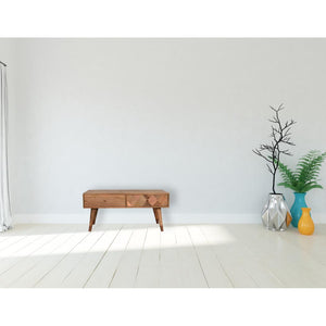 Copper Mosaic Coffee Table | Solid Mango Wood | Oak Finish | 2 Drawers