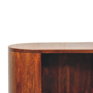 Cortez T-Bar Open-Slot Cabinet | Chestnut Finish | Sculptural Storage