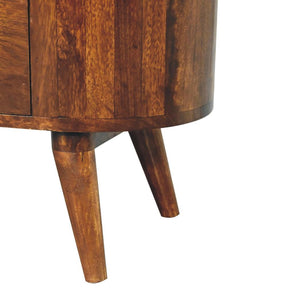 Cortez T-Bar Open-Slot Cabinet | Chestnut Finish | Sculptural Storage