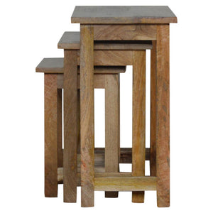 Country Solid Wood Stool Set | Set of 3 | Rustic Multi-Purpose Seating