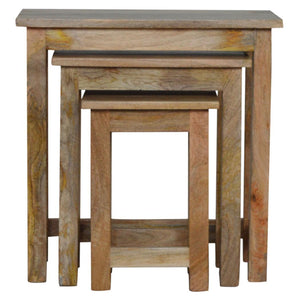 Country Solid Wood Stool Set | Set of 3 | Rustic Multi-Purpose Seating