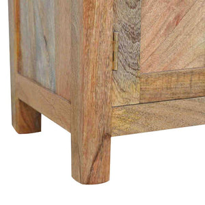 Country Storage Cabinet | Solid Mango Wood | Oak Finish | 2 Door Cabinet with Drawer