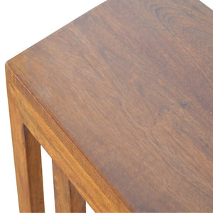 Cove One-Sided End Table | Solid Mango Wood | Chestnut Finish | Geometric C Side Table