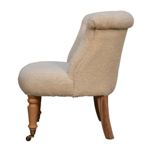 Cream Bouclé Accent Chair | Curved Upholstery | Living Room Seating