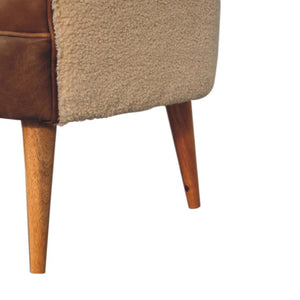 Cream Bouclé & Buffalo Leather Armchair | Mixed Texture Accent Chair | Soft Neutral Style