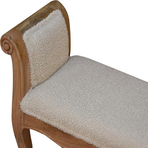 Cream Boucle French Style Bench | Cream Bouclé Upholstery | Artisan-Crafted Design