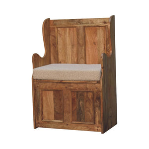 Cream Bouclé Mini Monks Bench | Upholstered Accent Seat | Compact Bedroom Bench