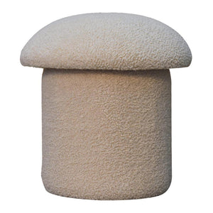 Cream Bouclé Mushroom Footstool | Rounded Upholstered Stool | Soft Neutral Accent