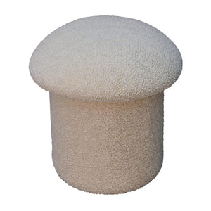 Cream Bouclé Mushroom Footstool | Rounded Upholstered Stool | Soft Neutral Accent