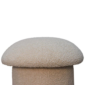 Cream Bouclé Mushroom Footstool | Rounded Upholstered Stool | Soft Neutral Accent