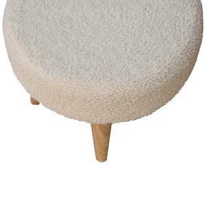 Cream Boucle Petite Footstool | Cream Bouclé Upholstery | Compact Design
