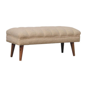 Cream Bouclé Puffer Bench | Plush Upholstered Seating | Contemporary Design