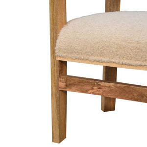 Cream Bouclé Solid Wood Chair | Solid Wood Frame | Upholstered Accent Seating