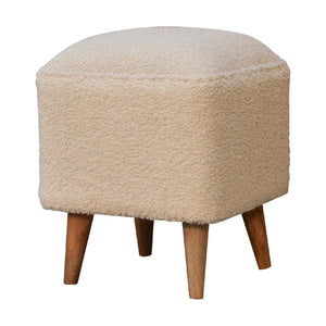Cream Boucle Squoval Bench | Cream Bouclé Upholstery | Sculptural Curved Design