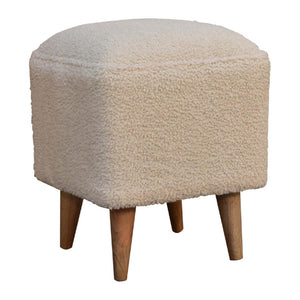 Cream Boucle Squoval Bench | Cream Bouclé Upholstery | Sculptural Curved Design