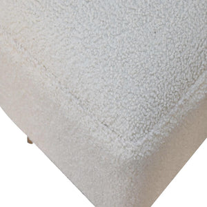 Cream Boucle Squoval Bench | Cream Bouclé Upholstery | Sculptural Curved Design