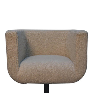 Cream Bouclé Swivel Chair | Upholstered Accent Chair | Adjustable Swivel Base