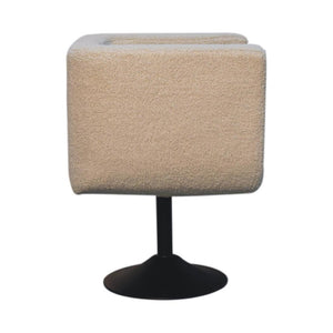 Cream Bouclé Swivel Chair | Upholstered Accent Chair | Adjustable Swivel Base