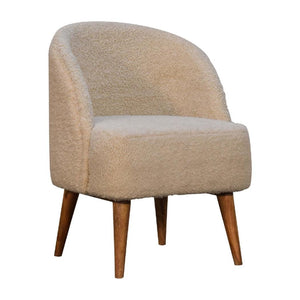 Cream Bouclé Tub Chair | Curved Upholstered Accent Chair | Living Room Seating