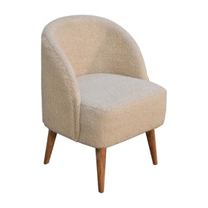 Cream Bouclé Tub Chair | Curved Upholstered Accent Chair | Living Room Seating