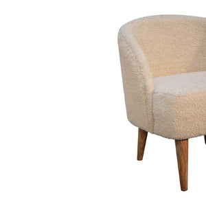 Cream Bouclé Tub Chair | Curved Upholstered Accent Chair | Living Room Seating