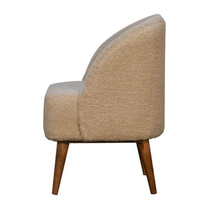 Cream Bouclé Tub Chair | Curved Upholstered Accent Chair | Living Room Seating