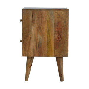 Cube Carved 2 Drawer Bedside Table | Sculptural Detail | Bedroom Storage