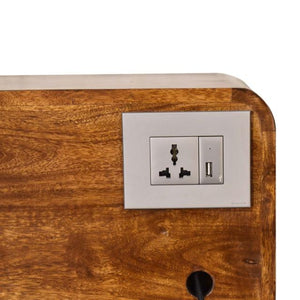 Curve Chestnut Cable Bedside Table | Solid Mango Wood | 2 Drawers