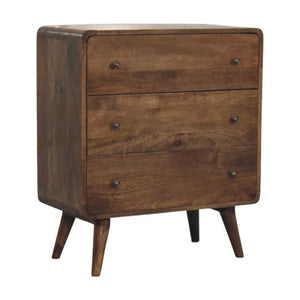 Curve Edge 3 Drawer Chest | Solid Wood Bedroom Storage