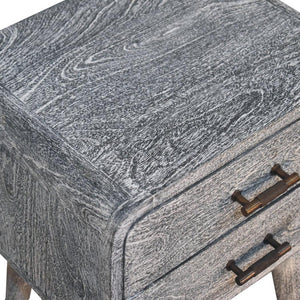 Curved Bedside Table | Solid Mango Wood | Sandblasted Ash Finish