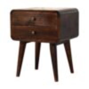 Curved Bedside Table | Walnut Finish | Rounded Bedroom Storage