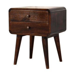 Curved Bedside Table | Walnut Finish | Rounded Bedroom Storage